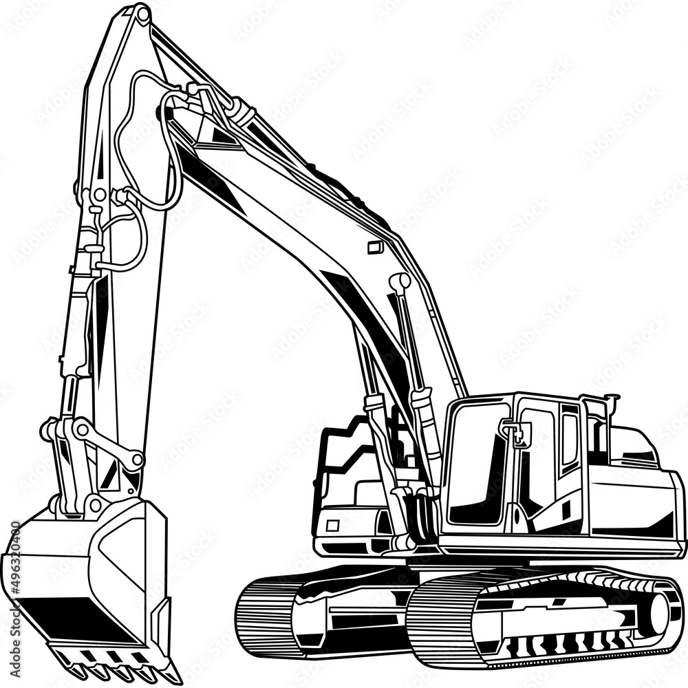 Excavator Detailed Vector Clipart Stock Vector Adobe Stock