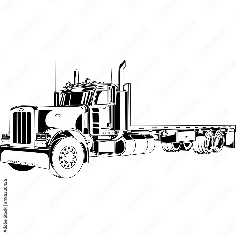 Flatbed Truck Detailed Vector Clipart