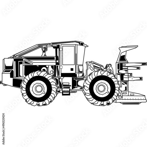 Feller Buncher 2 Detailed Vector Clipart