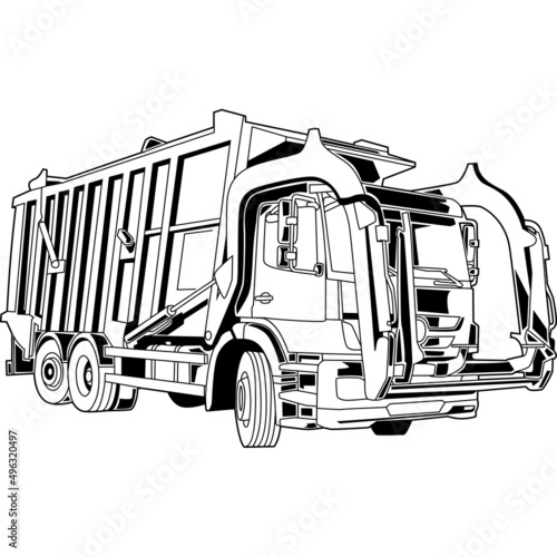 Garbage Truck Detailed Vector Clipart