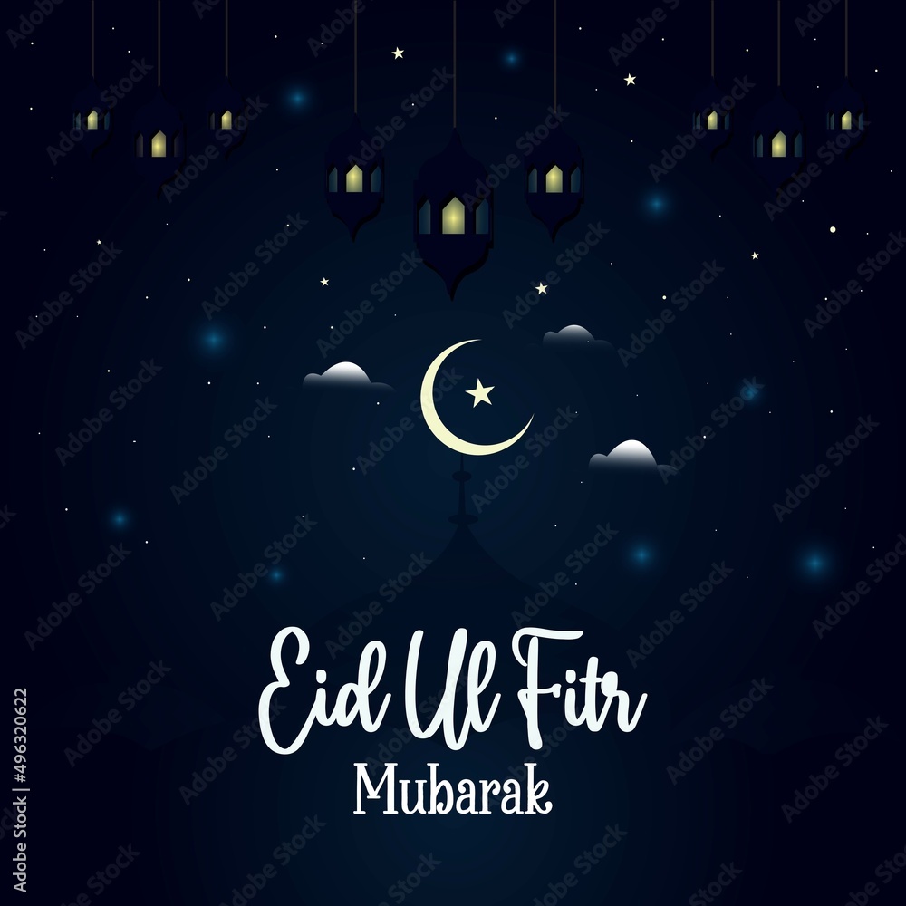 Fototapeta premium Eid mubarak Islamic background. Premium vector Illustration for greeting card.