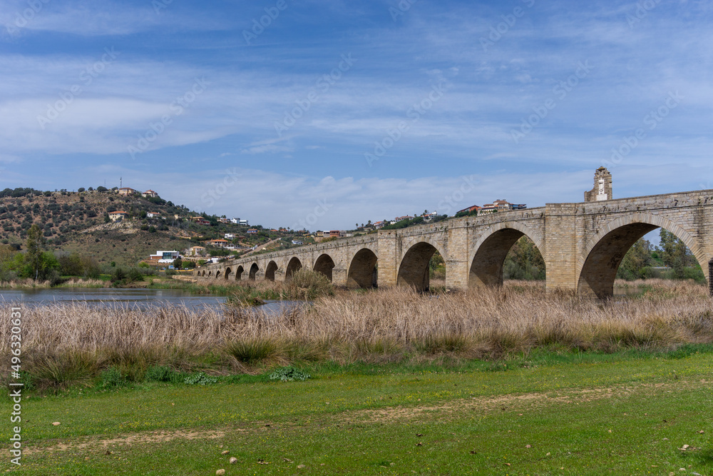 view of the Guadiana River and the old bridge of Medellin