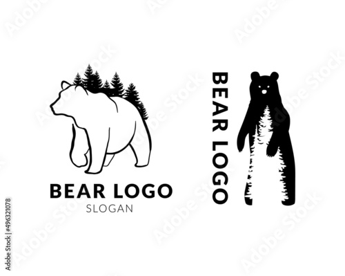 Bear logo icon design, forest, nature protection logo, vector illustration