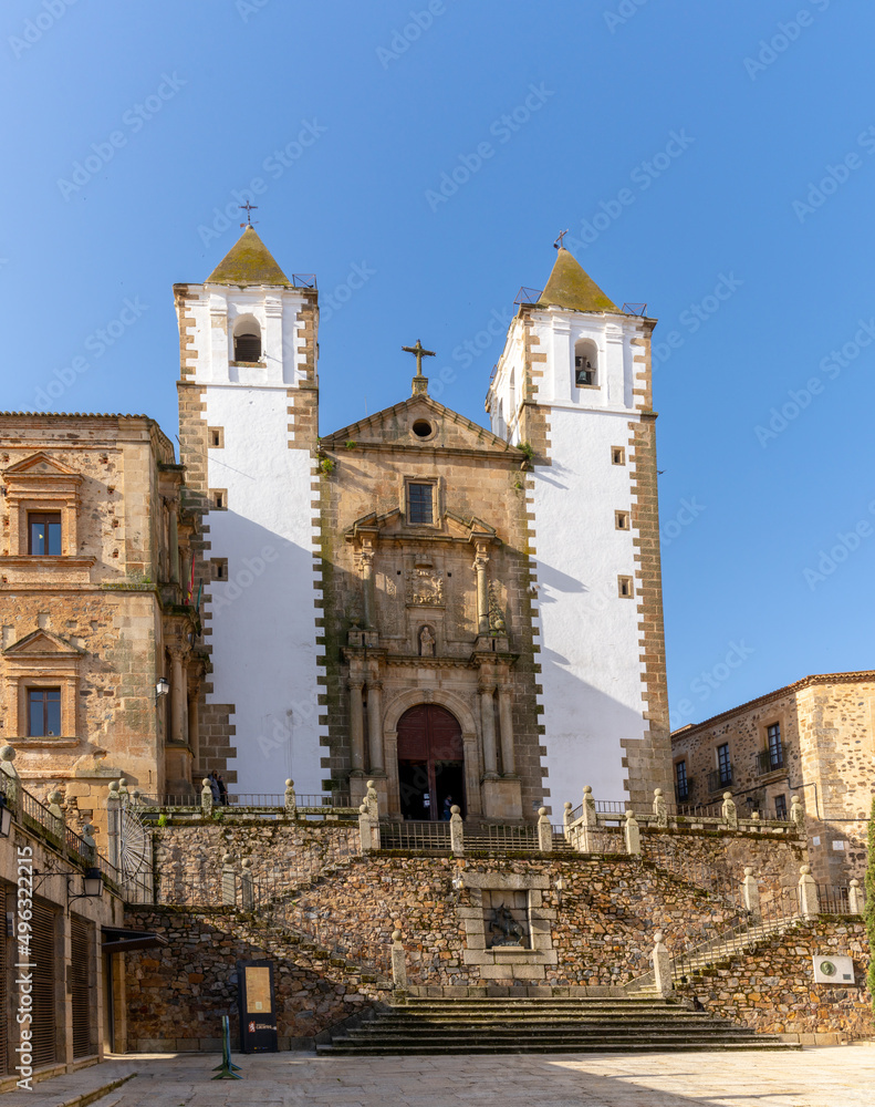 view of the historic San Francisco Javier church in the historic old town of Caceres
