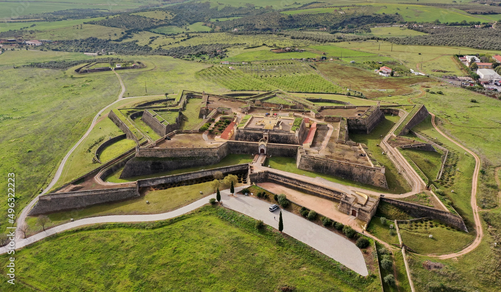 aerial view of the Santa Luzia military fort in the border town of Elvas