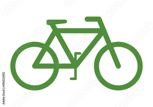 Icono verde de bici en fondo blanco.