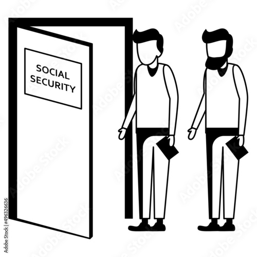 Social Anxiety or Social Phobia Vector Icon Design, Economic Assistance Symbol, Unemployment Benefits Sign, Unconditional Income stock illustration, Social Security Administration Office Concept,