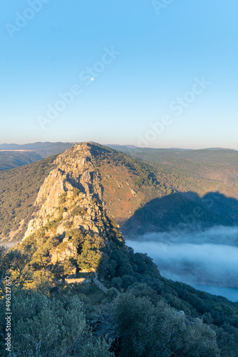 Extremaduran landscape from the top of the Monfrague Castle in the Monfrague National Park.