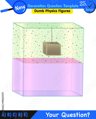 Physics, pressure of liquids, buoyant forces of liquids, next generation question template, dumb physics figures, exam question, eps 