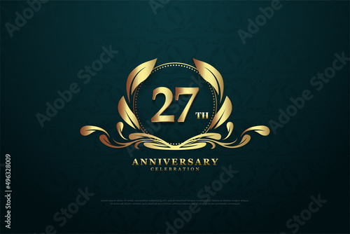 27th anniversary background with number illustration.