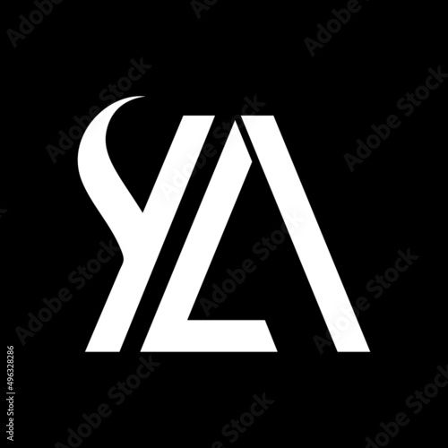 Letter YA logo design template vector. YA abstract vector logo monogram template. YA elegant and Professional letter icon design on black background.