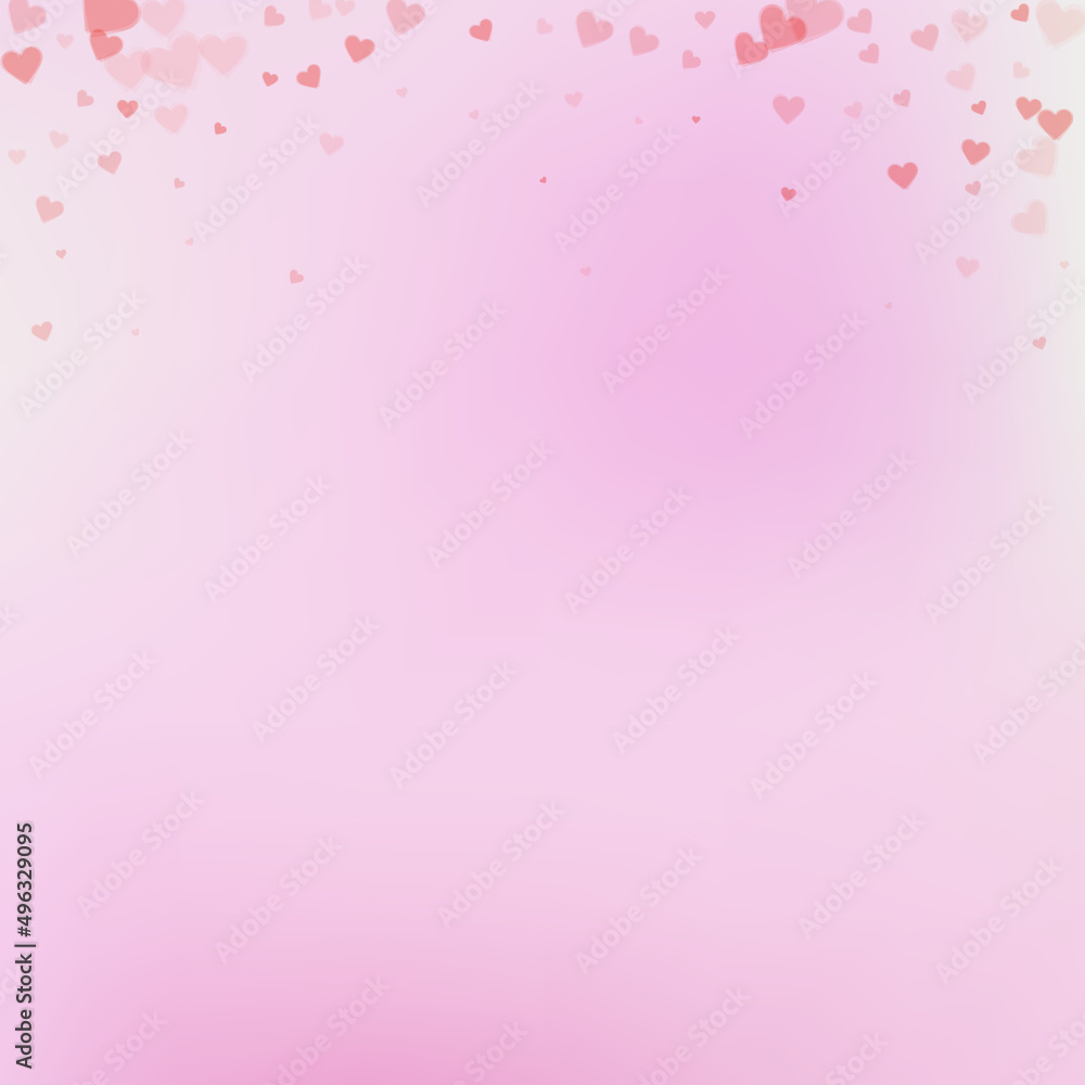 Red heart love confettis. Valentine's day gradient