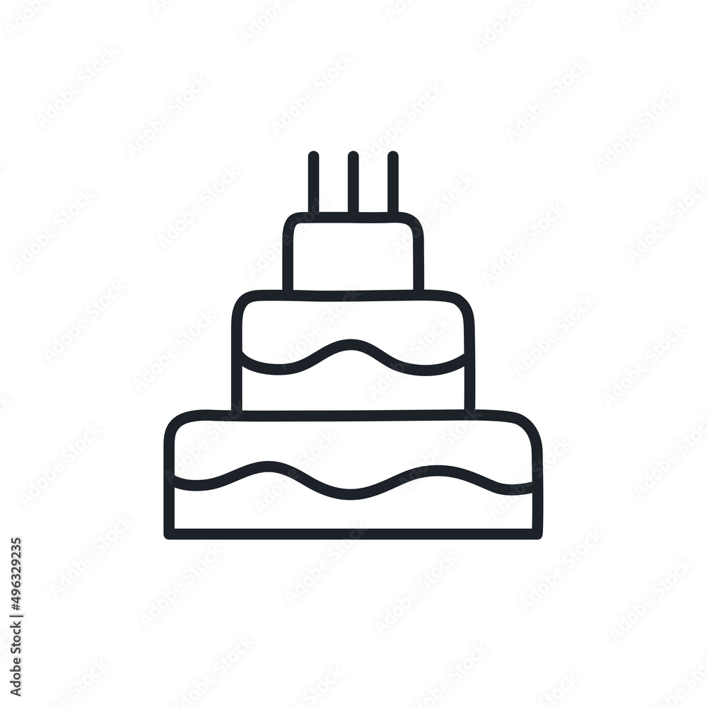 Obraz premium Birthday cake icon. Sweet desserts and pastry isolated line icons