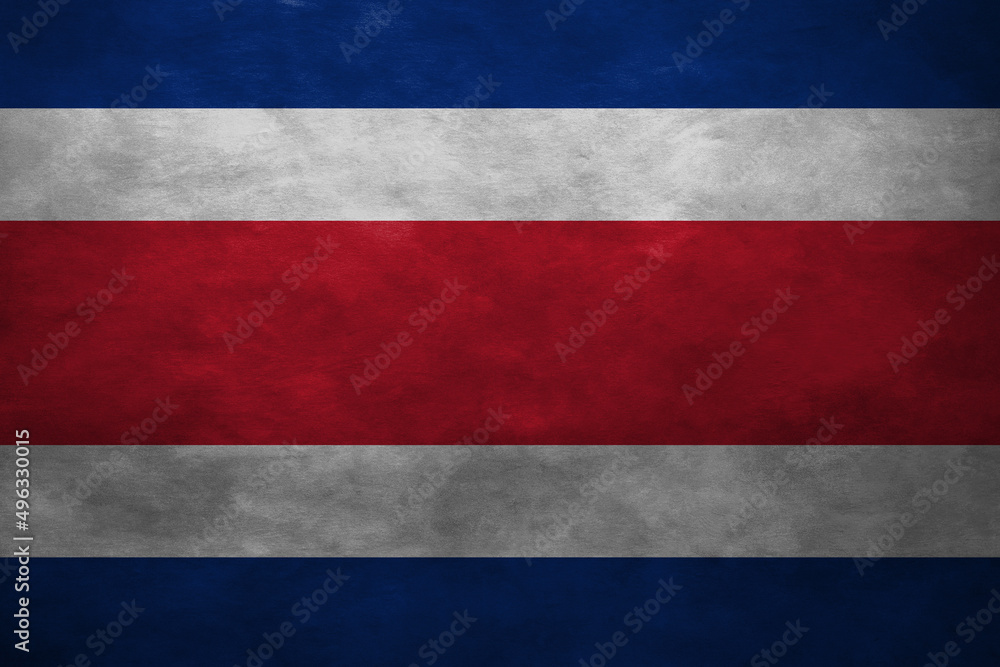 Patriotic stone wall background in colors of national flag. Costa Rica