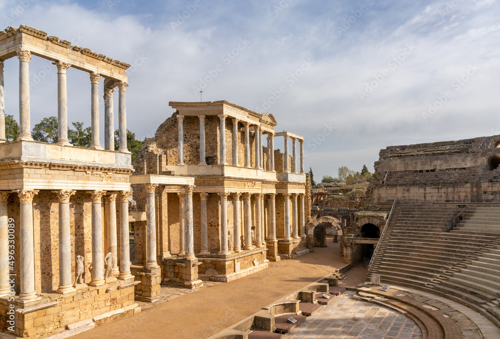 Fototapeta premium view of the Roman amphitheater in historic Merida