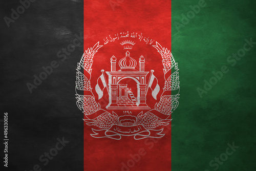 Patriotic stone wall background in colors of national flag. Afghanistan