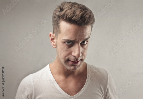 young man with angry expression