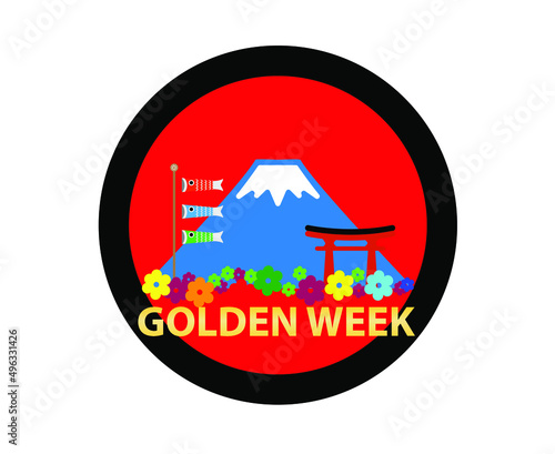 icon on round internet button golden week