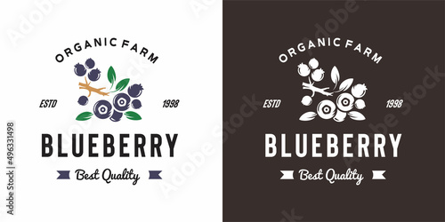 vintage blueberry fruit logo illustration suitable for fruit shop and fruit farm