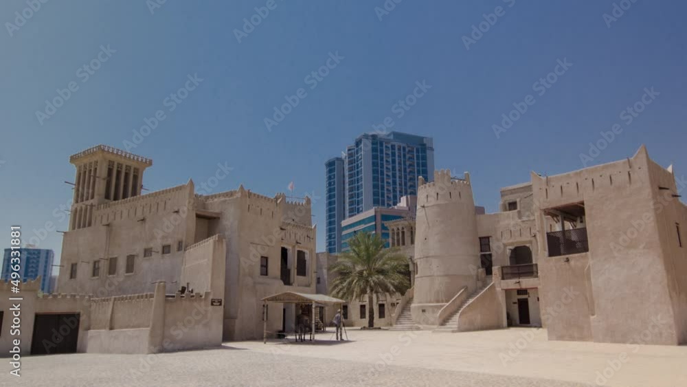 Historic fort at the Museum of Ajman timelapse hyperlapse, United Arab Emirates Historic fort at the Museum of Ajman timelapse hyperlapse, United Arab Emirates