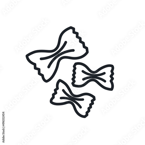 Farfalle pasta icon. Italian food isolated line icons