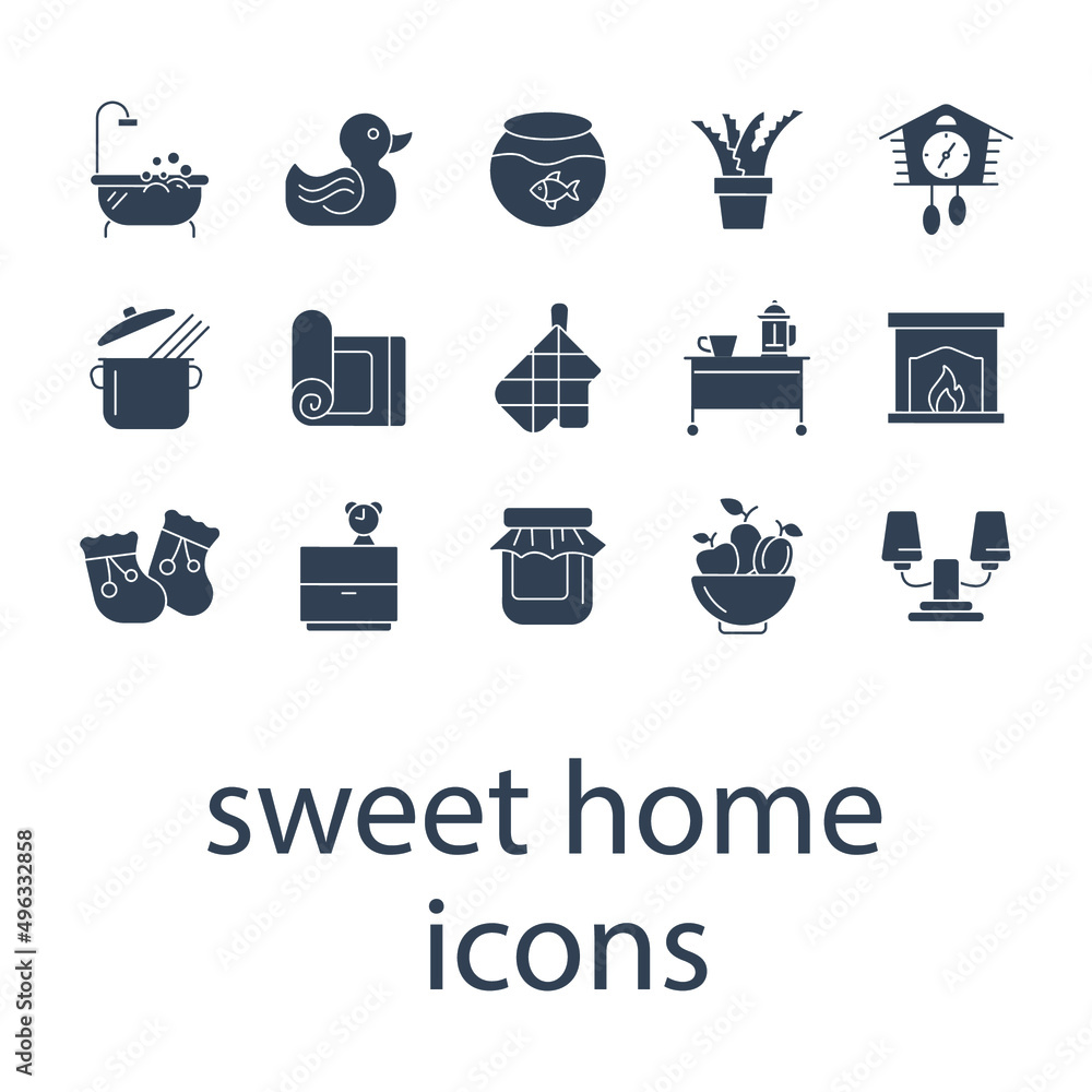 sweet home icons set . sweet home pack symbol vector elements for infographic web