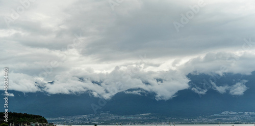 Jade Dragon Snow Mountain covered with fog