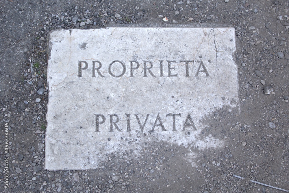 Photo of a stone depicting a private property, Verona, Italy Photo of a stone depicting a private property, Verona, Italy
