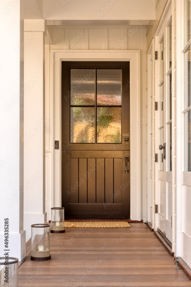 Front door, brown front door of a house in the city Front door, brown front door of a house in the city