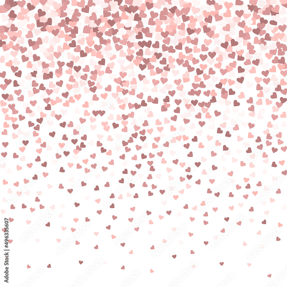 Pink heart love confettis. Valentine's day gradien