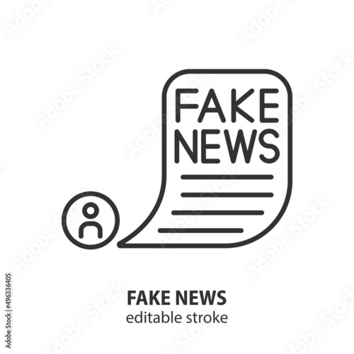 Fake news line icon. Social media chat with fake information vector sign. Editable stroke.