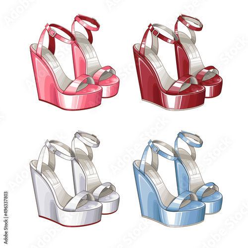 WOMEN High Heel shoes vector isolated on white background. Fashion women's footwear. Colored vector illustration isolated on white background