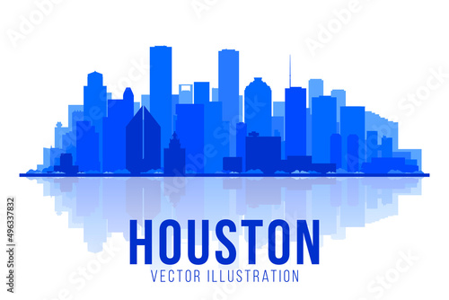 Houston Texas silhouette vector illustration. Main buildings panorama. tourism and business picture with city skyline.