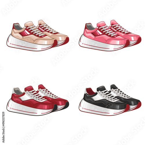 Fashion Women sneakers, Flat Shoes. Footwear Collection. Fashion Blog Design Concept