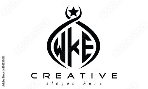 WKE three letters monogram curved oval initial logo design, geometric minimalist modern business shape creative logo, vector template photo