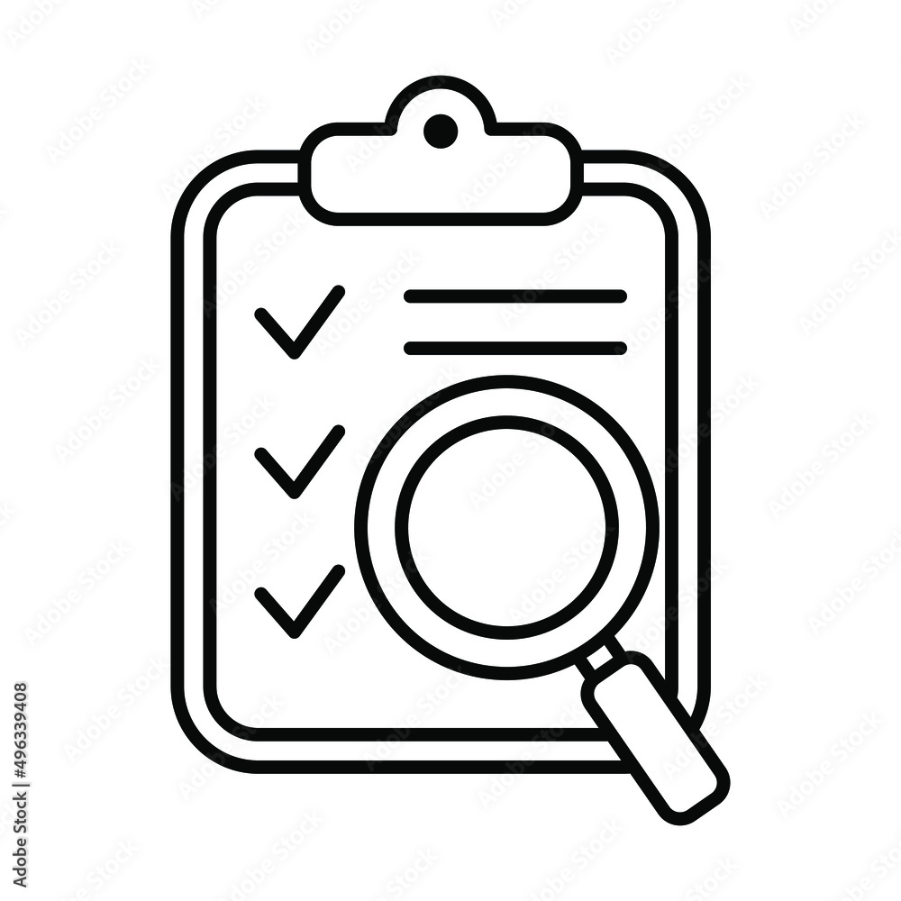 Clipboard with magnifier loupe icon, business concept. Analysis, analyzing icon. File search icon, document search, vector isolated. Clipboard with magnifier loupe icon, business concept. Analysis, analyzing icon. File search icon, document search, vector isolated.