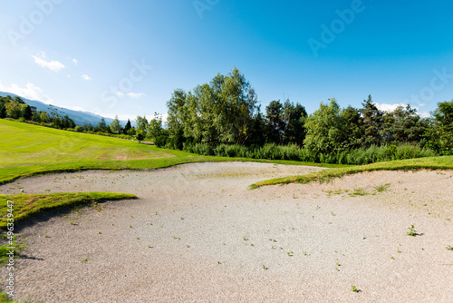 Sand bunker on the golf course