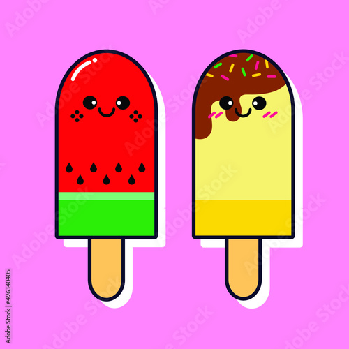 Watermelon and Choco Banana Sprinkles Popsicle © Lucky Meidy