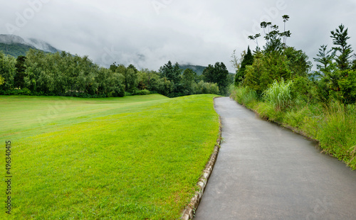 Fototapeta Naklejka Na Ścianę i Meble -  Green golf course with footpath