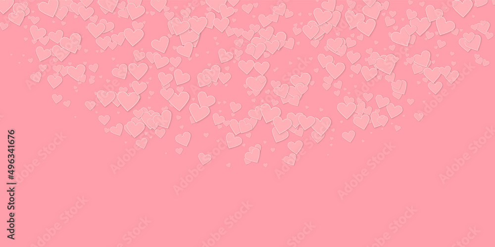 Pink heart love confettis. Valentine's day semicir