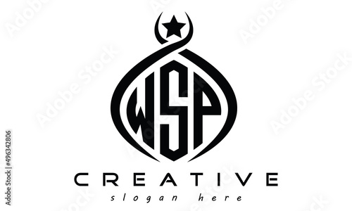 WSP three letters curved oval initial logo design, geometric minimalist modern business shape creative logo, vector template photo