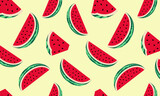 Watermelon seamless pattern  Vector illustration