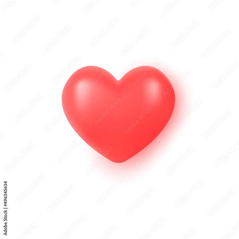 d icon like and red heart in a minimalistic cartoon style. button for social networks. vector illustration isolated on white background.