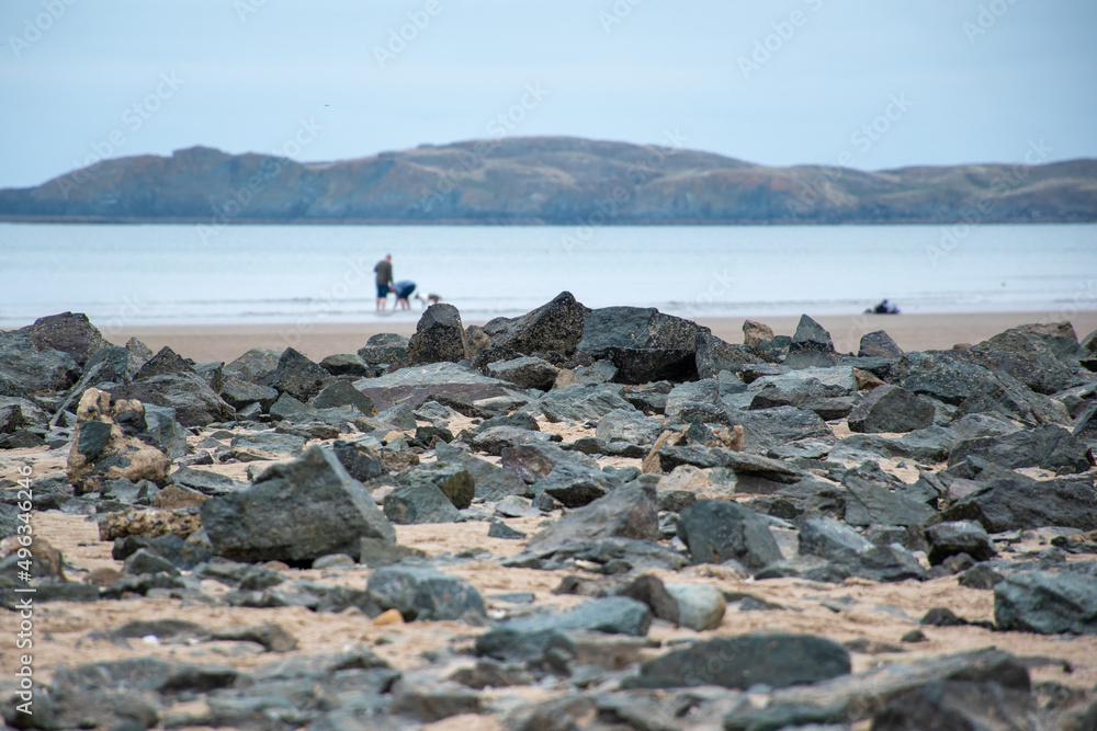 Llanddwyn beach on Anglesey Island in north Wales. A nature reserve with ancient natural geological features