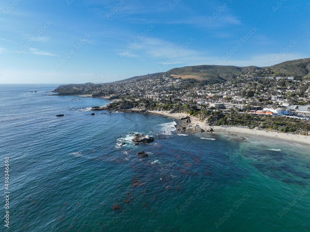 Aerial view of Laguna Beach coastline, Southern California Coastline, USA