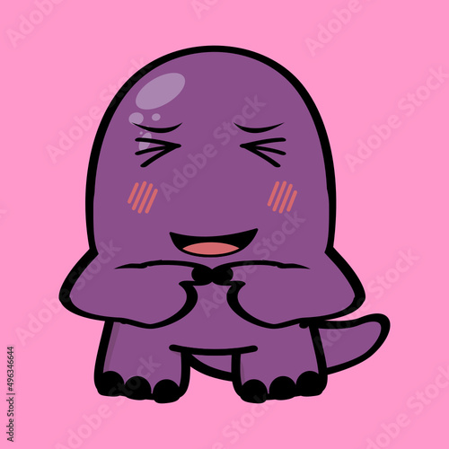 ashamed chibi dinosaur character cartoon kawaii expression illustration in vector format