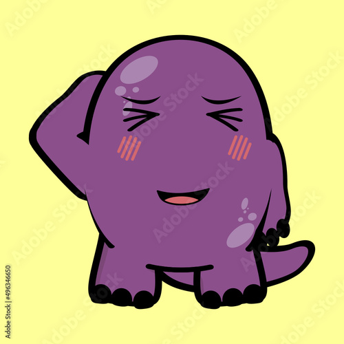 ashamed dinosaur character cartoon kawaii expression illustration in vector format