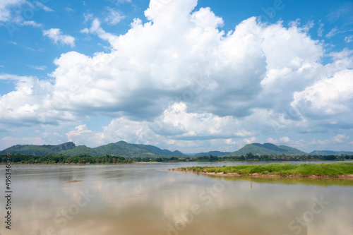 Wallpaper Mural Lanscape riverside of Mae Khong river and mountain views border of Thailand and Laos at Chiang Khan in Loei province, Thailand. Torontodigital.ca
