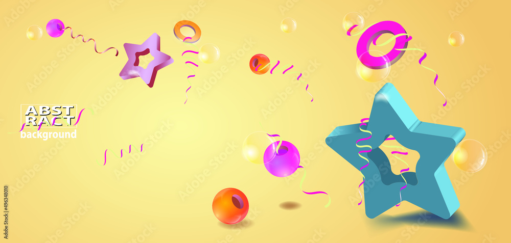 Festive abstract background with 3d stars and serpentine Festive abstract background with 3d stars and serpentine