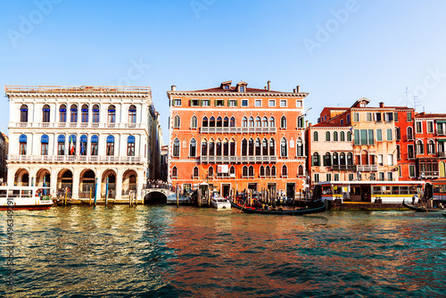 Buildings on the banks of the Grand Canal - palazzo Bembo and palazzo Dolfin-manin. Venice, Italy